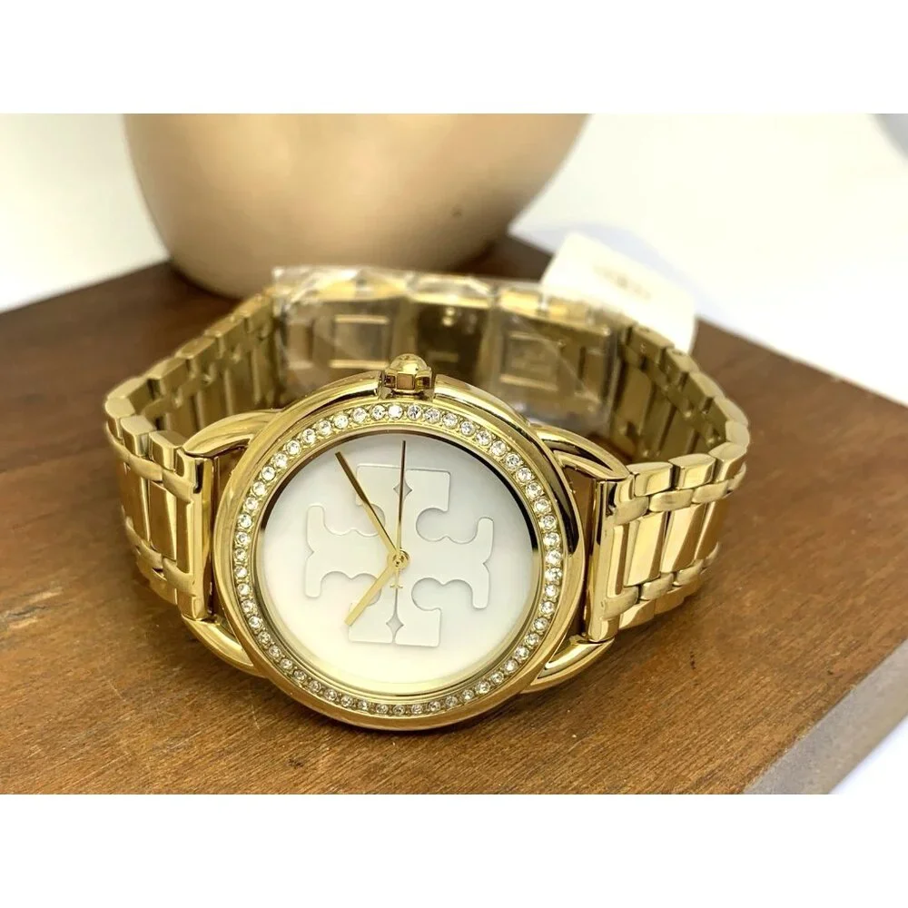 Tory Burch Women's Watch TBW7230 Miller Quartz Mother of Pearl Dial Gold Steel
